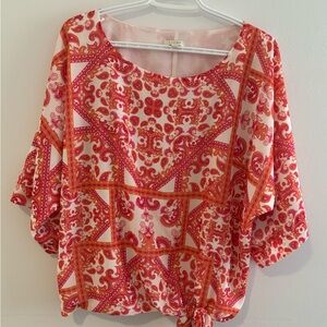 3for $15😍 Elegant Women's Red and White Blouse